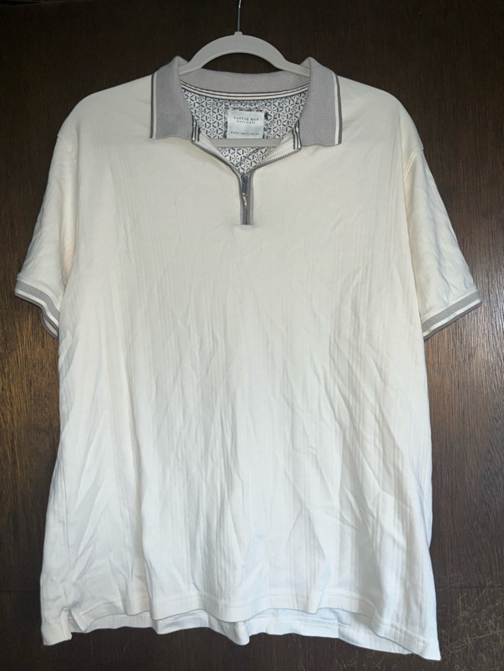 Cream Polo with Beige Trim and Zip